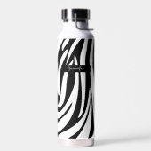 Monogram zwart-wit gestreept zebrapatroon waterfles (Links)