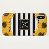 Monogram Zwart Wit Gestreept Zonnebloem Goud Case-Mate iPhone Case (Achterkant (horizontaal))
