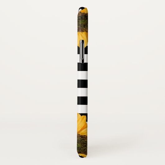 Monogram Zwart Wit Gestreept Zonnebloem Goud Case-Mate iPhone Case (Achterkant / rechts)