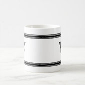 Monogram zwart-wit gestreepte gepersonaliseerde mo koffiemok (Center)