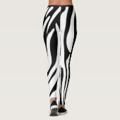 Monogram Zwart & Wit Gestreepte Zebra Patroon Tren Leggings (Achterkant)