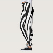Monogram Zwart & Wit Gestreepte Zebra Patroon Tren Leggings (Links)