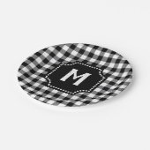 Monogram zwart-wit Gingham Buffalo-cheque Papieren Bordje (Gekanteld)