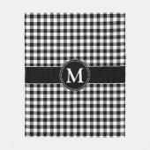 Monogram zwart-wit gingham fleece deken (Voorkant)