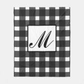 Monogram zwart wit Gingham patroon Fleece Deken (Voorkant)