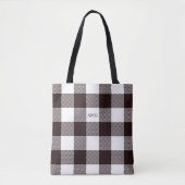 Monogram zwart-wit Gingham Pset Pattern Tote Bag (Voorkant)