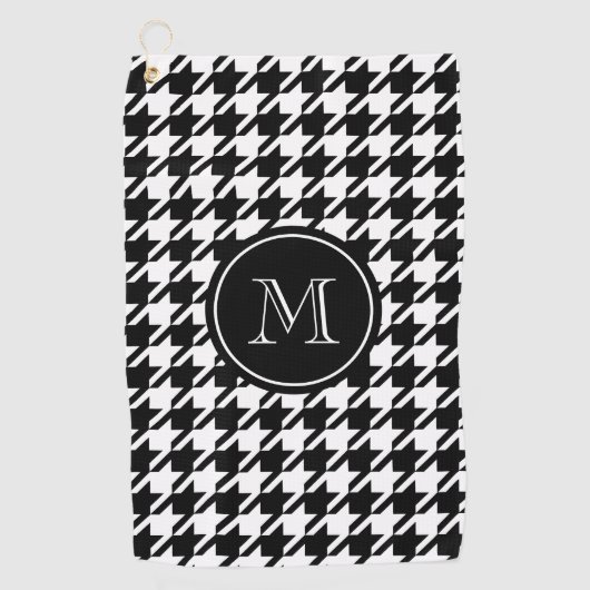 Monogram zwart-wit golfhanddoek (Voorkant)