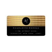 Monogram Zwart Wit Goud Diamant RSVP Etiket (Voorkant)