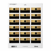 Monogram Zwart Wit Goud Diamant RSVP Etiket (Full Sheet)
