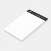 Monogram Zwart Wit Goud Elegante Eenvoudige Sjablo Post-it® Notes (Schuin)