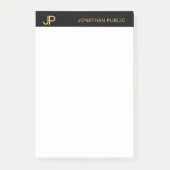 Monogram Zwart Wit Goud Elegante Eenvoudige Sjablo Post-it® Notes (Voorkant)