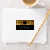 Monogram Zwart Wit Goud Glitter Logo RSVP Etiket (Insitu)