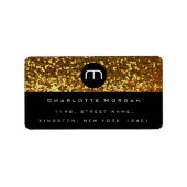 Monogram Zwart Wit Goud Glitter Logo RSVP Etiket (Voorkant)