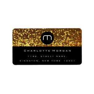 Monogram Zwart Wit Goud Glitter Logo RSVP Etiket