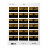 Monogram Zwart Wit Goud Glitter Logo RSVP Etiket (Full Sheet)