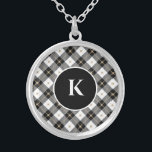 Monogram zwart, wit, gouden speldenzetapparaat, Ke Zilver Vergulden Ketting<br><div class="desc">Monogrammed Black White en Gold Pset Silver Plated Locket</div>