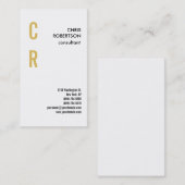 Monogram zwart wit goudkleurig zwart wit verticaal visitekaartje (Voorkant / Achterkant)