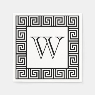 Monogram Zwart & Wit Grieks sleutelpapier servet
