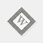 Monogram Zwart & Wit Grieks sleutelpapier servet (Hoek)