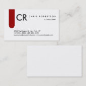 Monogram zwart wit grijs rood Visitekaartje (Voorkant / Achterkant)