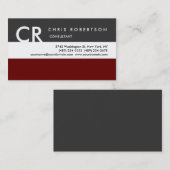 Monogram zwart wit grijs rood Visitekaartje (Voorkant / Achterkant)