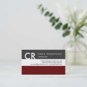 Monogram zwart wit grijs rood Visitekaartje (Staand voorkant)