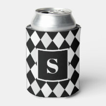 Monogram zwart-wit harlekijn diamantpatroon