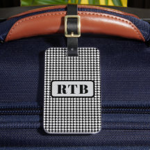Monogram zwart & wit houndstooth 2-zijdig m/tekst