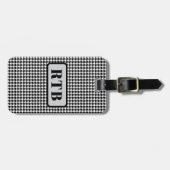Monogram zwart & wit houndstooth 2-zijdig m/tekst bagagelabel (Voorkant horizontaal)