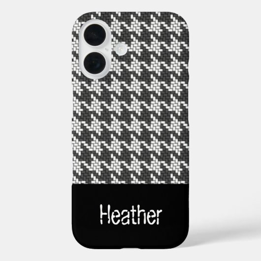 Monogram zwart-wit houndstooth patroon Case-Mate iPhone case (Achterkant)