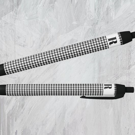 Monogram | Zwart Wit Houndstooth Patroon Inkt Zwarte Inkt Pen