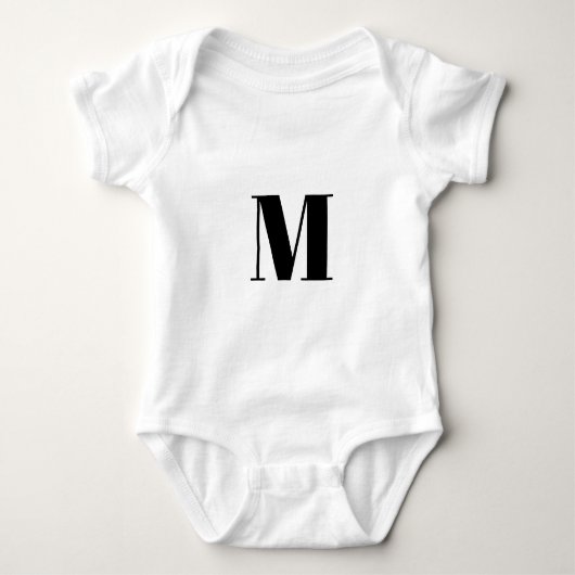Monogram zwart-wit initiaal aanpassen romper (Voorkant)