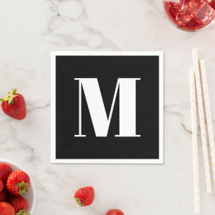 Monogram zwart-wit initiaal aanpassen servet