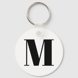 Monogram zwart-wit initiaal aanpassen sleutelhanger
