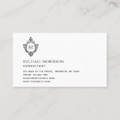 Monogram zwart-wit Initiaal in  Crest Visitekaartje (Achterkant)