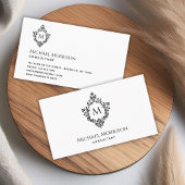 Monogram zwart-wit Initiaal in  Crest Visitekaartje