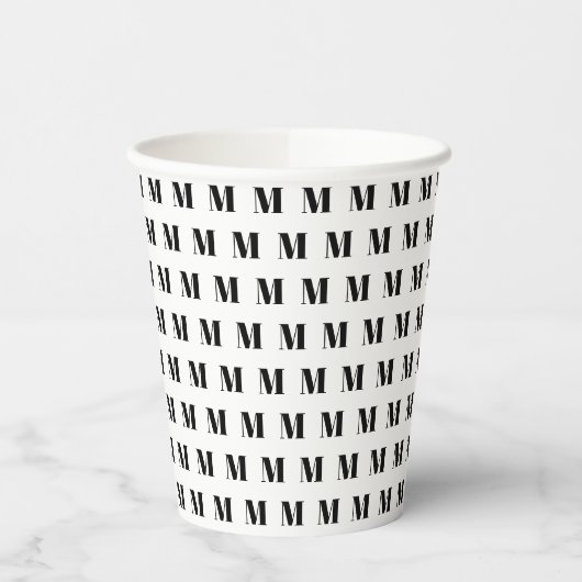 Monogram zwart-wit initiaal papieren bekers (Links)