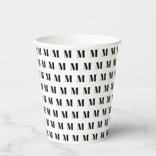 Monogram zwart-wit initiaal papieren bekers