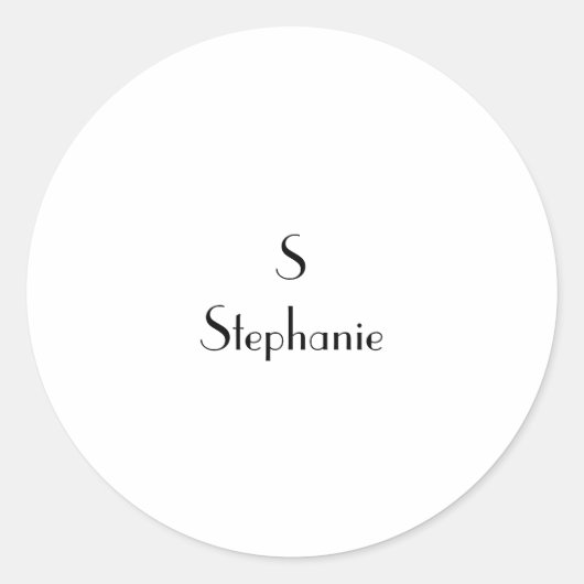 Monogram Zwart Wit Initialen Naam Aangepast Schatt Ronde Sticker (Voorkant)