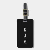 Monogram Zwart Wit Initialen Naam Cadeau Favor Bagagelabel (Voorkant verticaal)