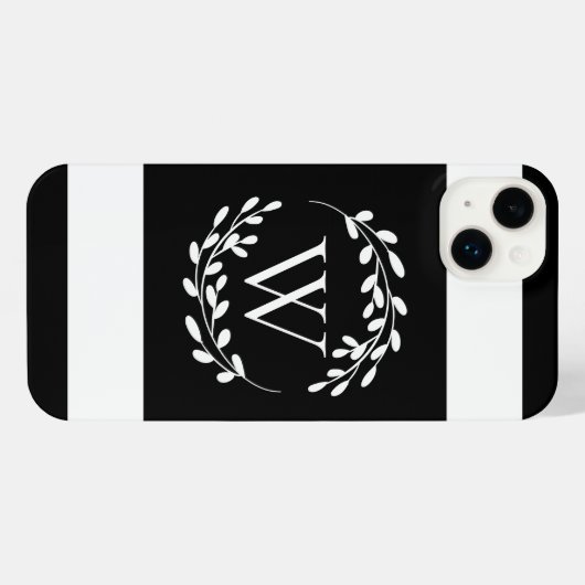 Monogram zwart-wit iPhone hoesje (Achterkant horizontaal)