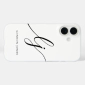Monogram Zwart Wit Kalligrafie Script Initialen Case-Mate iPhone Case (Achterkant (horizontaal))