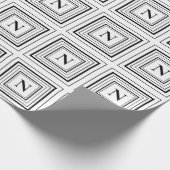 Monogram Zwart-wit Klassiek Vierkant Monogram Cadeaupapier (Hoek)