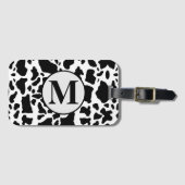 Monogram zwart-wit Koe Print Bagagelabel (Voorkant (horizontaal))