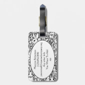 Monogram zwart-wit konijn Kunsttekeningen Aangepas Bagagelabel (Achterkant verticaal)