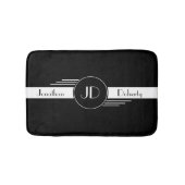 Monogram zwart-wit kunstdeco badmat (Voorkant)