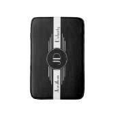 Monogram zwart-wit kunstdeco badmat (Voorkant Verticaal)