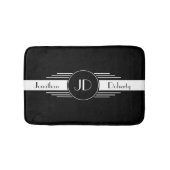 Monogram zwart-wit kunstdeco badmat (Voorkant)