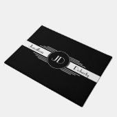 Monogram zwart-wit kunstdeco deurmat (Schuin)