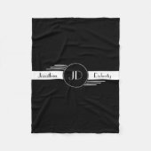 Monogram zwart-wit kunstdeco fleece deken (Voorkant)